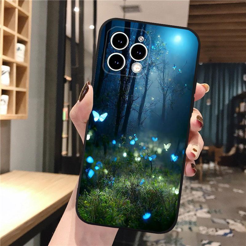 Forest Night Butterfly Tree Moon Phone Case For Iphone 15 14 Pro Max 13 12 11 Pro Max XSMax XR 12 13 Mini 14 Plus