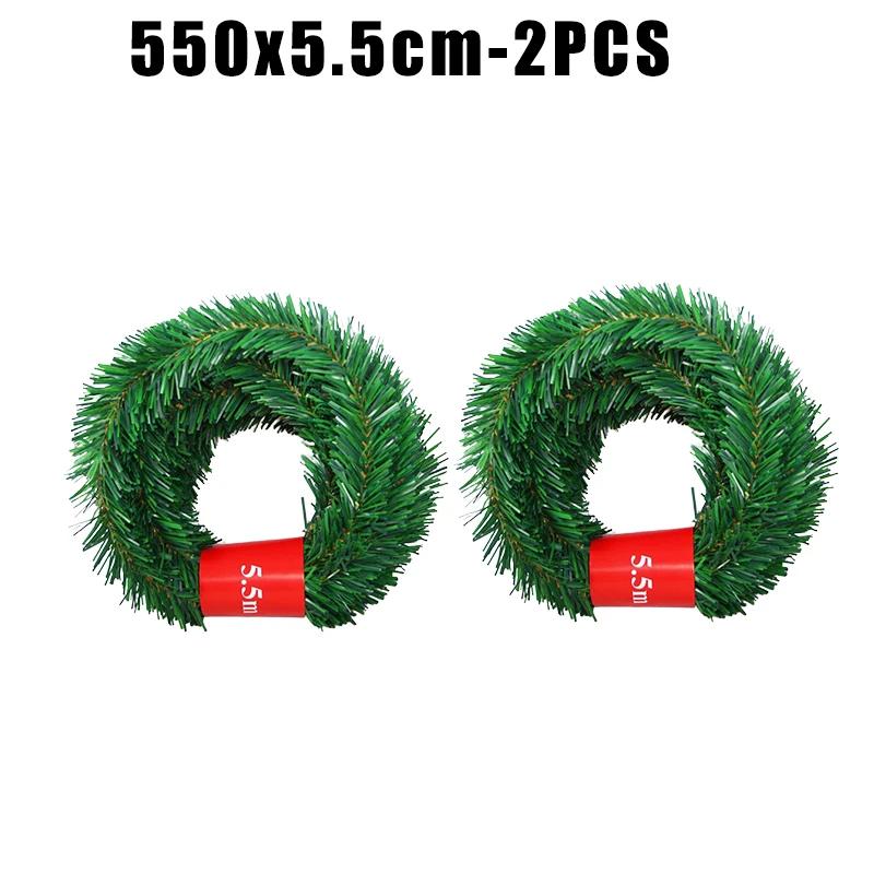 Flexible PVC Christmas Pine Garland Greenery Vines for Xmas Tree Wreath Mantle Staircase Wedding Party Background Decoration
