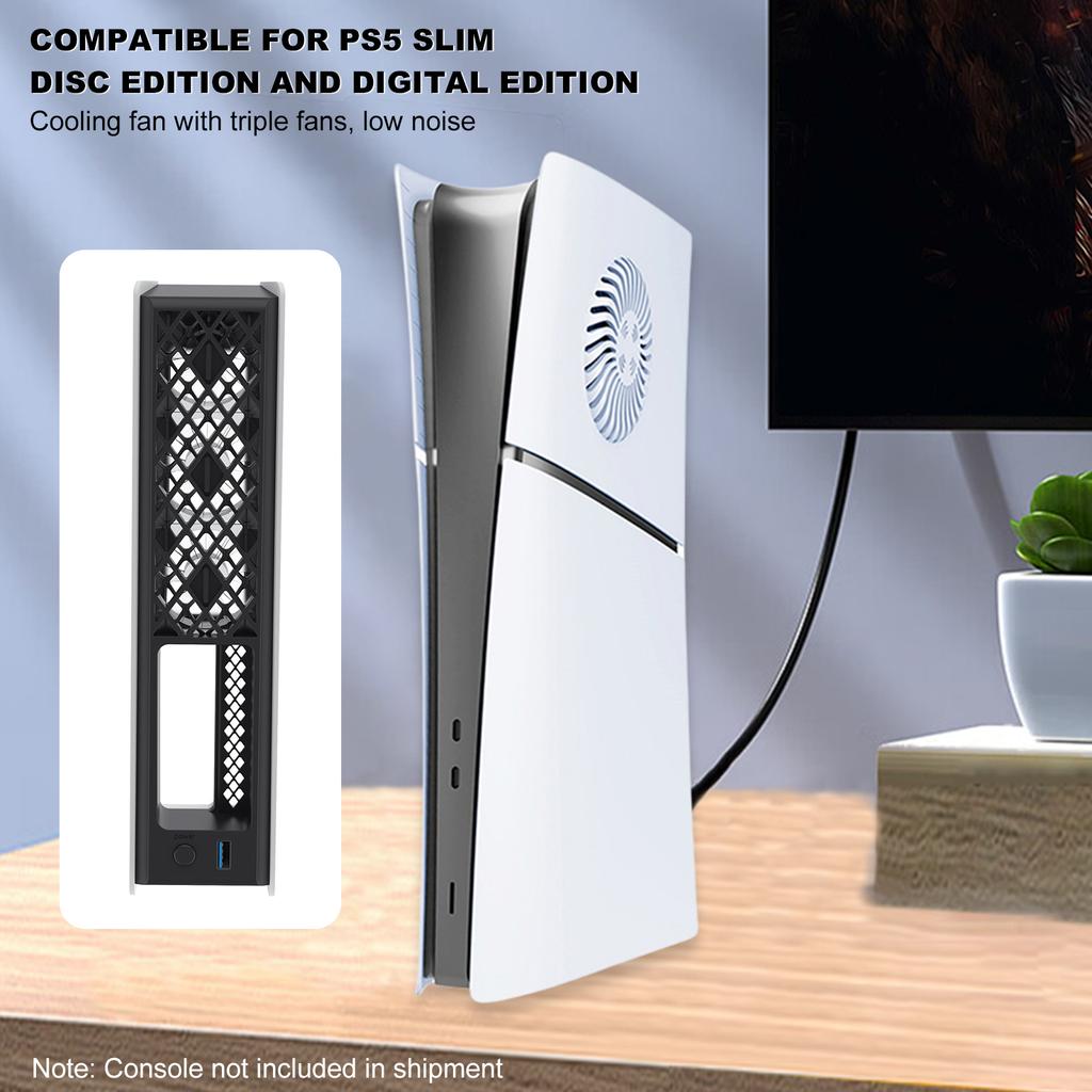 Cooling System with Adjustable Speed External Cooler with RGB Light and USB 3.0 Port for PlayStation 5 Slim/Pro Console Accessories