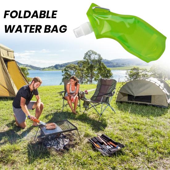 450ML Collapsible Water Bag Food Grade BPA Free Leak Resistant Lightweight Flexible Water Bottle Camping Supplies