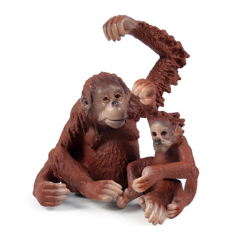 Wild Animal Ornaments: Solid Plastic Long-armed Ape & Orangutan Models - Educational Set