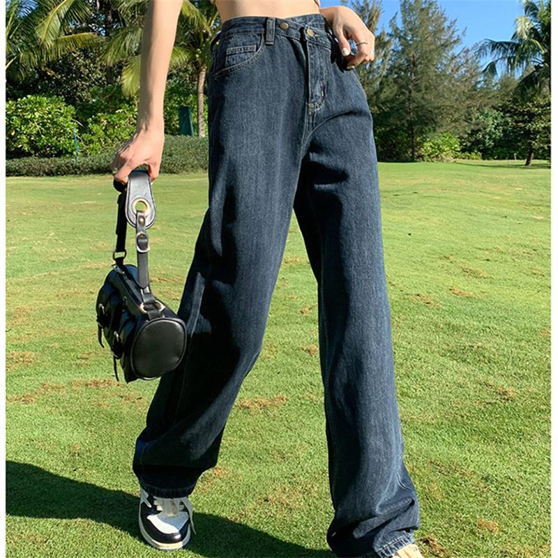High Street Style All-Match Wide-Leg Pants Jeans Spring Autumn Korean Ins High Waist Loose Jeans Women's Straight Thin Drape