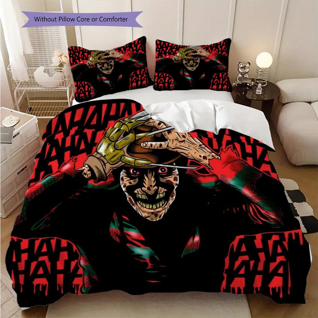 Horror Icons Freddy Vs Jason Threepiece Set 1 Duvet Cover 2 Pillowcase Without Core Soft And Comfortable Duvet Cover And Pillowcase