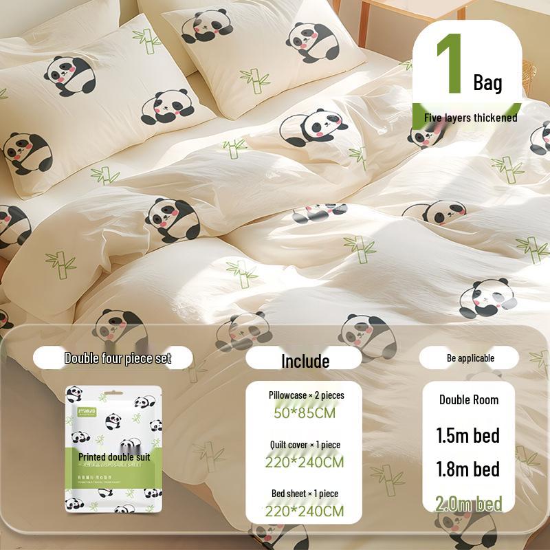 Jednorázová hotelová sada prostěradel a ručníků: Povlak na peřinu, Povlak na polštář, Ručník do koupelny - Ideální pro cestování a izolaci.