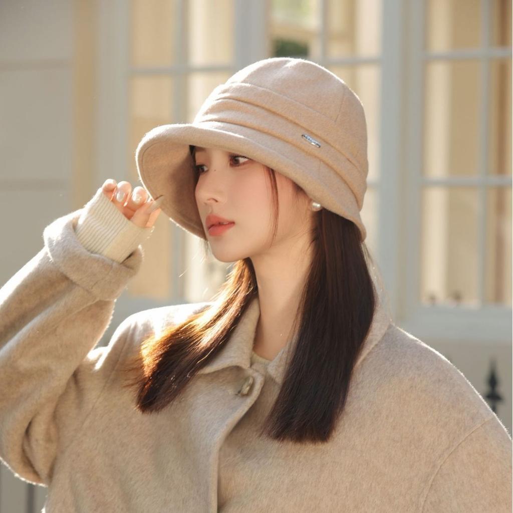 Klobouk bucket dámský módní podzimní a zimní termální klobouk temperamentní klobouk typu basin