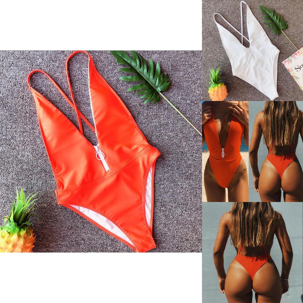 Premium Women One Piece Swimsuit Bikini Set Featuring Push-up Monokini And Zipper Design