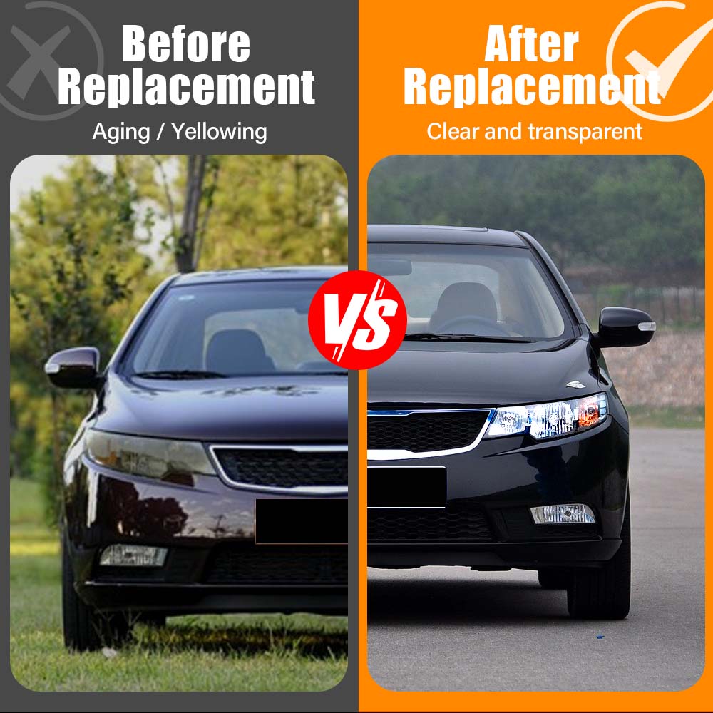 For Kia Forte 2009 2010 2011 2012 Car Replacement Front Headlight Cover Transparent Lampshade Shell Glass Lens Lamp Light Case