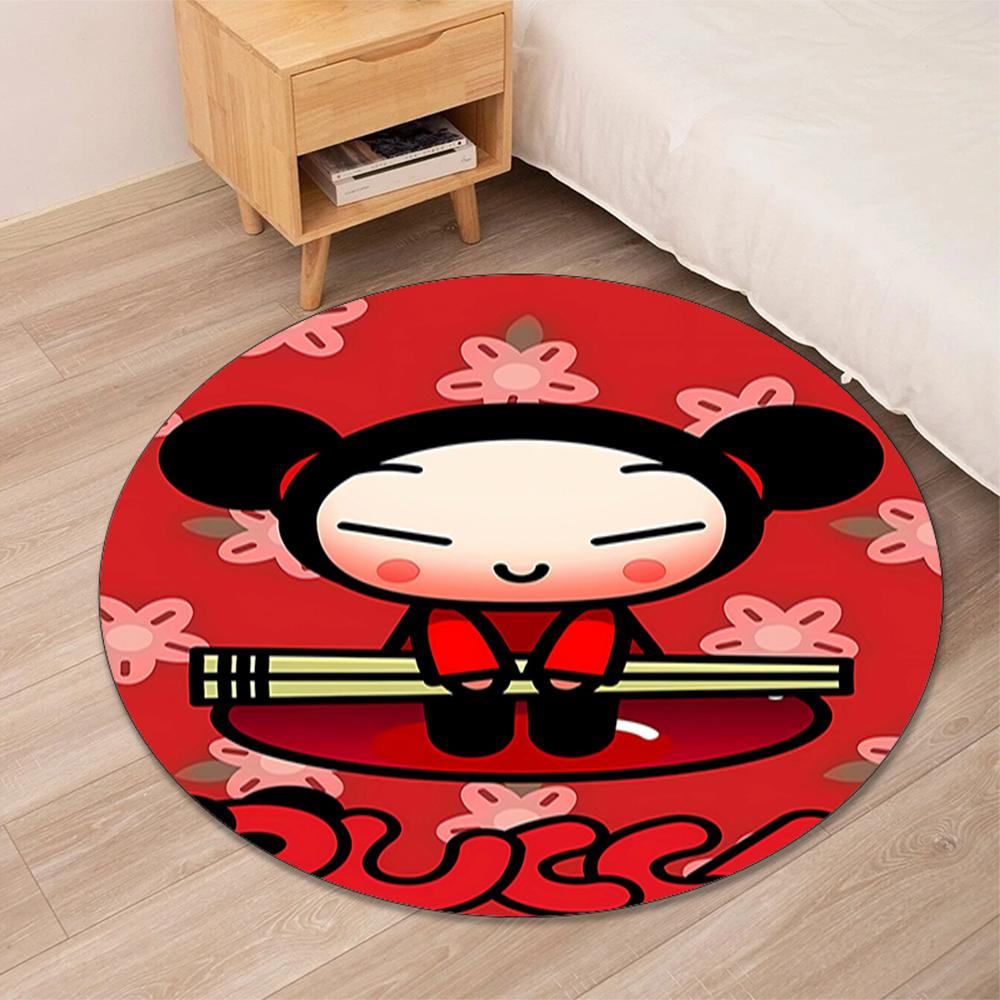 Pucca Printed Round Rug Carpet Chair Rug Area Rug Entryway Doormats,for Office Chair Living Room Bedroom Kitchen Room.
