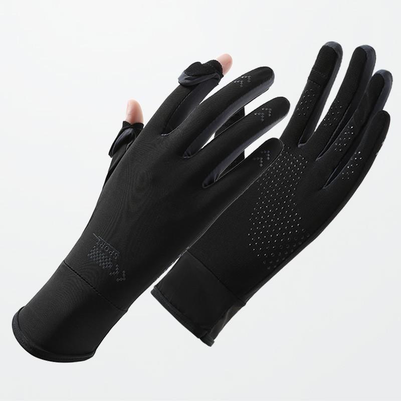 Womens UV Protection Driving Gloves With Flip Cover Breathable Nylon Mesh Anti-Slip Touchscreen Compatible