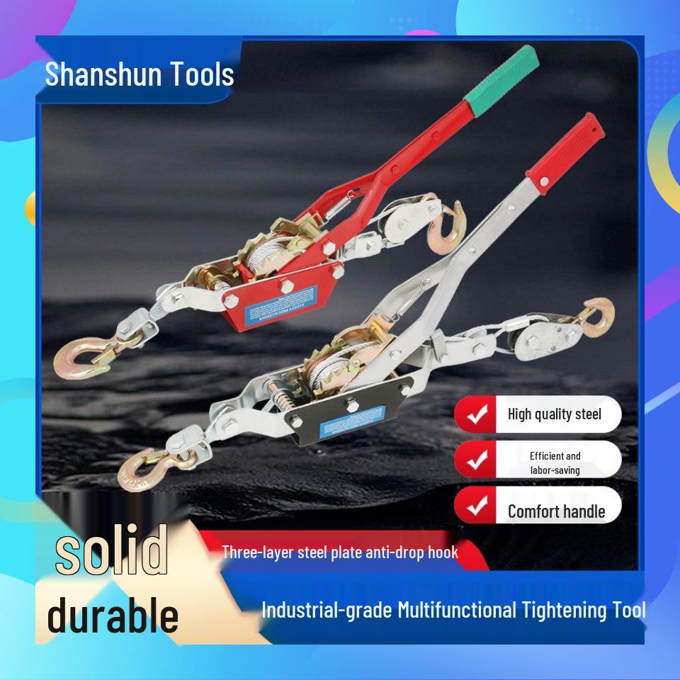 Manual Ratchet Steel Wire Rope Tensioner with Double Hooks for Trucks