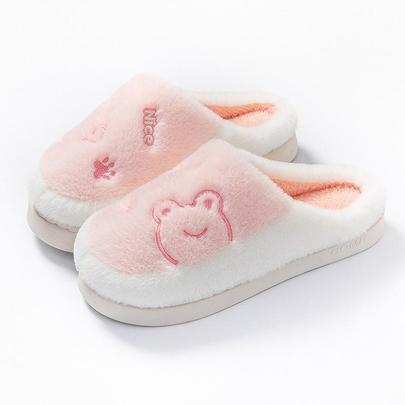 

Plush cotton slippers autumn and winter indoor home dormitory hotel thick-soled plush warm couple shoes Size 36-37 [Shoes are 1-2 sizes smaller]