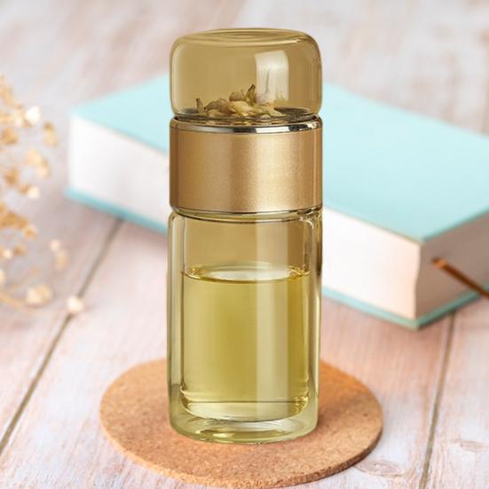 Tea Infuser Glass Tea Infuser Bottle Portable Tea Water Separation Cup for Loose Leaf Tea Double Glazing Tea Brewing Cup for Fruit Green Black Tea