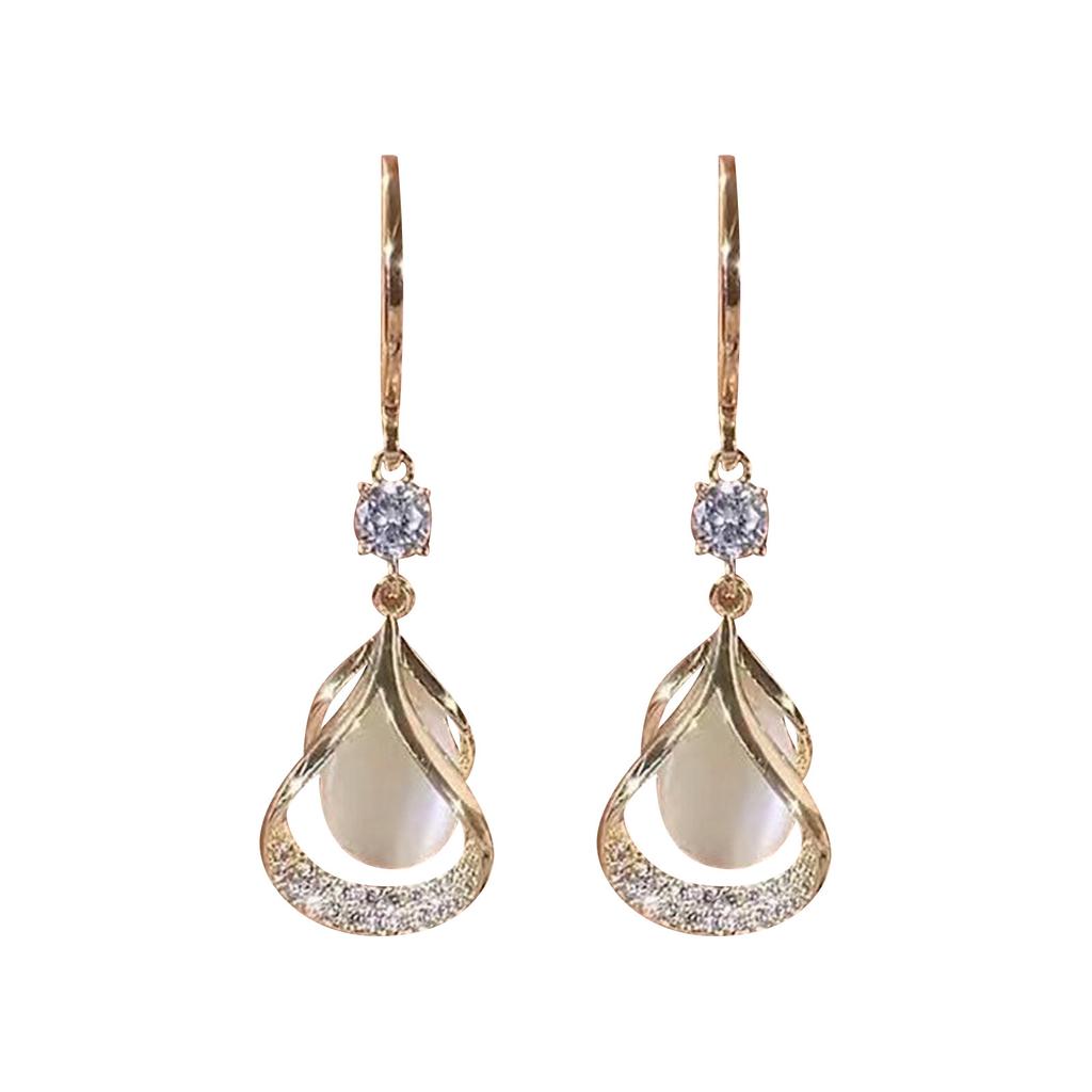 Cat's Eye Geometric Teardrop Earrings Light Luxury Atmospheric Face-slimming Teardrop Earrings Earrings For Women