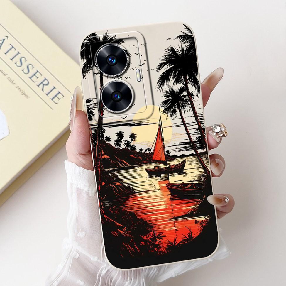 For Realme C55 Case RMX3710 Silicone Cute Cat Fashion Butterfly Flowers Love Painted Cover For Realme Narzo N55 Phone Case Funda