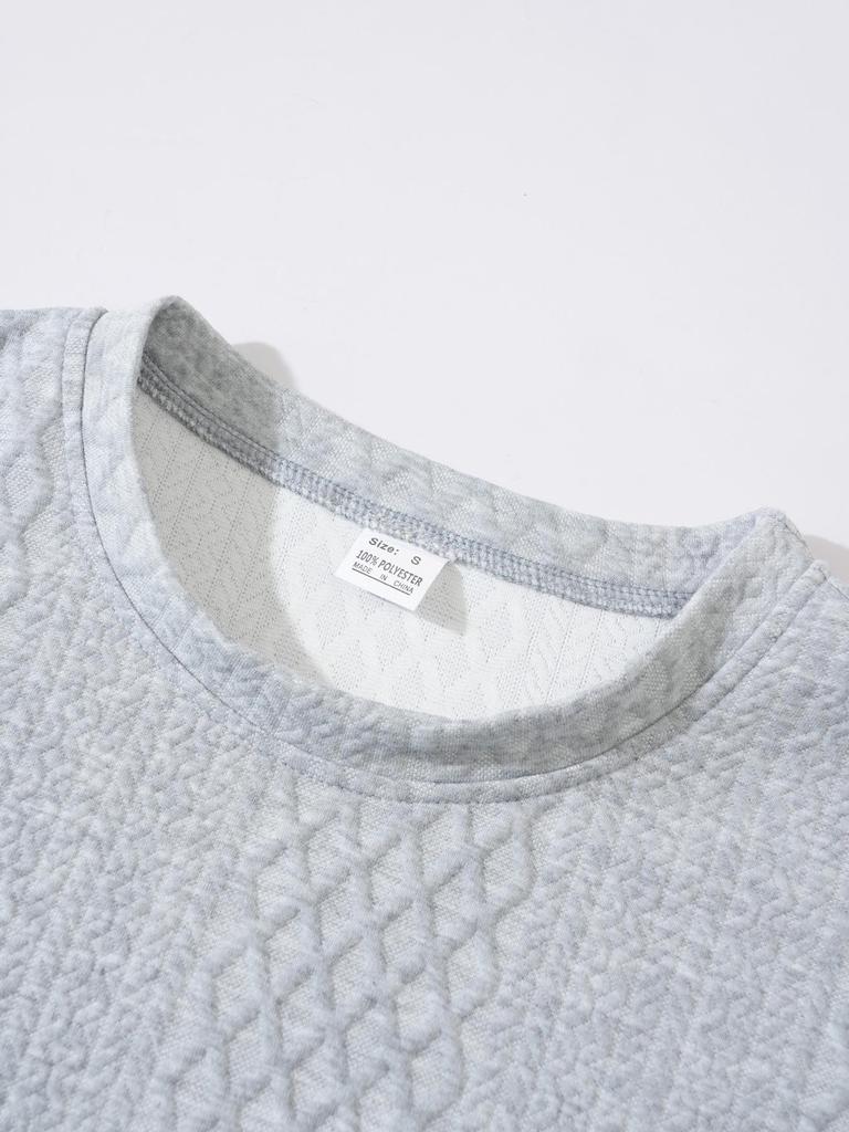 2025 Autumn/Winter Striped Round Neck Solid Color Casual Pullover Long Sleeve Hoodie Sweater