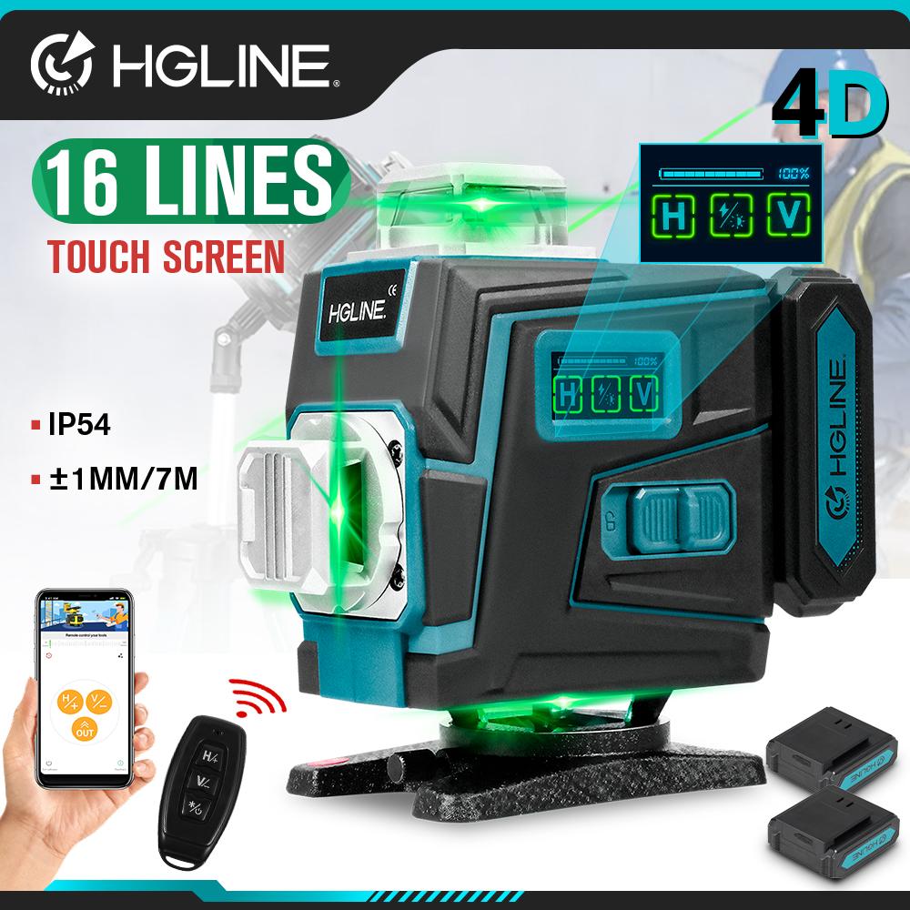 HGLINE 16 4D Lines Laser Level With APP Remote Control Selfleveling 360 Horizontal & Vertical Laser Level Construction Tool