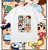 2026 Summer Comic Form Crayon Shinchan Image 100 Cotton Printed Oversize Casual Tshirt Adult Children Parentchild Top Y2k