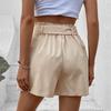 Woman's Fashion Bottoms Solid Color Shorts with Waist Belt