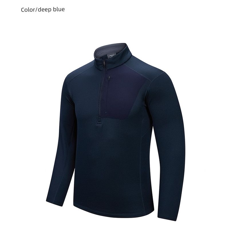 Outdoor Lightweight Sports Fitness Running Half-Zip Stand-Up Collar Sweatshirt Men's Spring and Autumn Base Layer Foreign Trade Men's T-Shirt