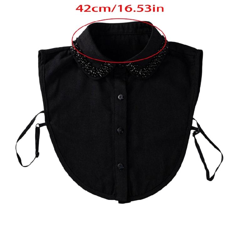 Travel Friendly Detachable Collar Easy Removable Button Faux Pearls Decors Polyester Half Shirt Blouse False Collar