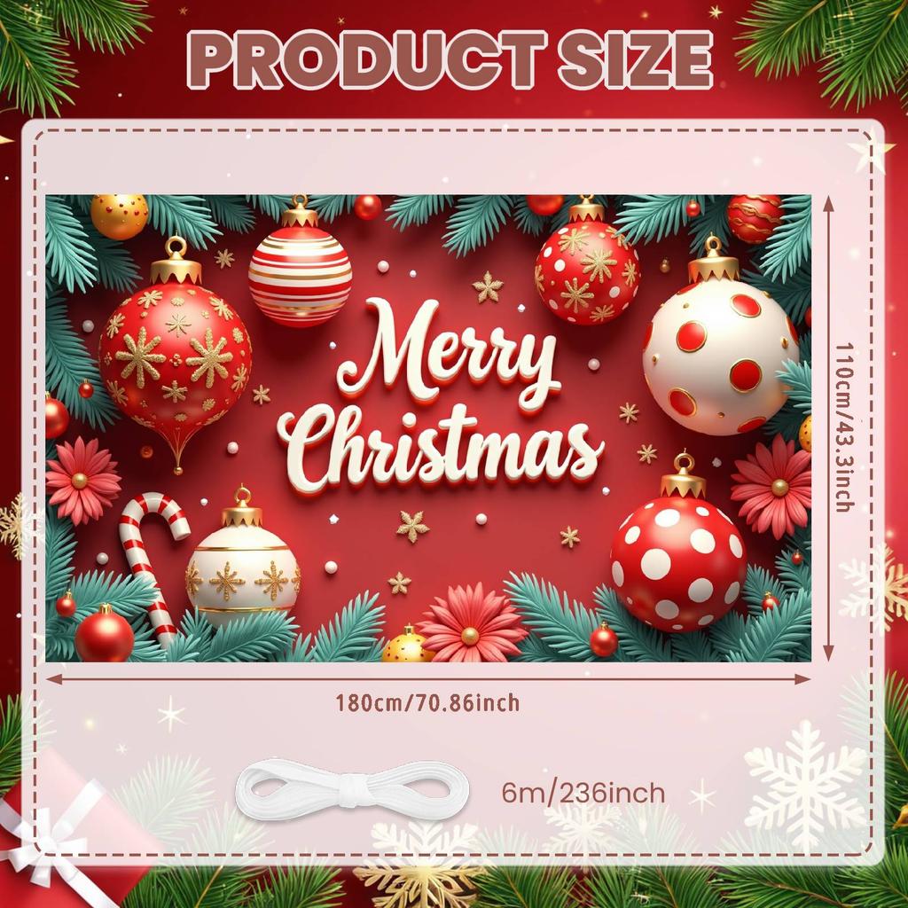 Christmas Decor Banner Christmas Ornaments Festive Backdrop Xmas Event Backdrop Red Background Festive Occasion Display For Home