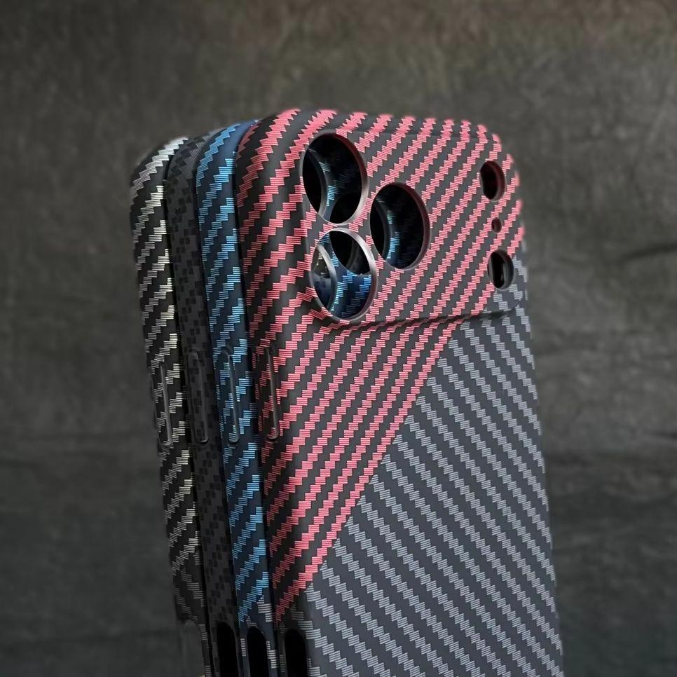 Dual Color Carbon Fiber Texture Case For iPhone 17 Air 16 15 14 13 12 11 Pro Max Plus Hard PC Armor Slim Shockproof Funda