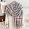 Clearance imitation cashmere plaid scarf women's atmosphere autumn and winter new Korean version plaid shawl thickened warm scarf
