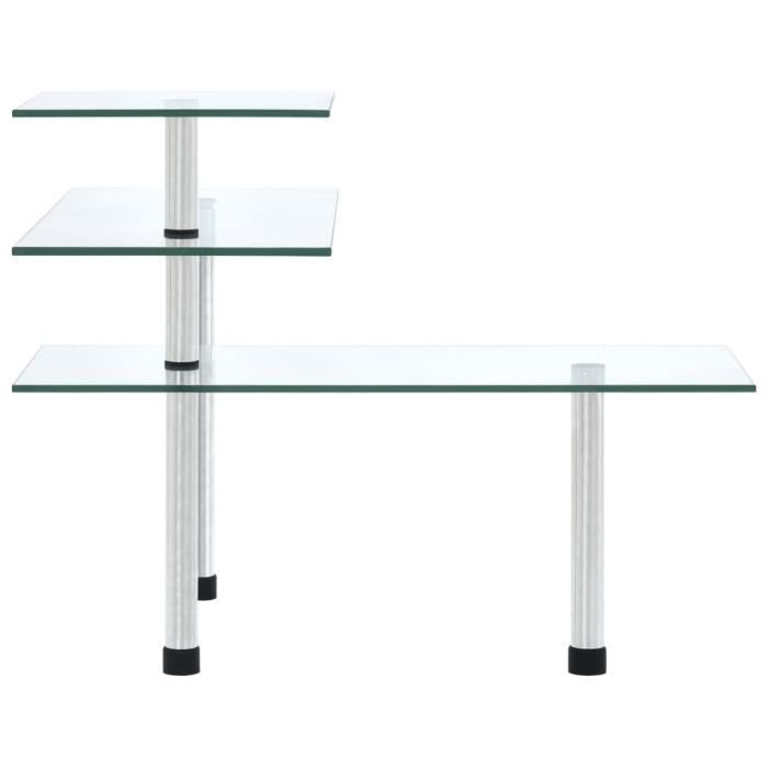 VidaXL Étagère d'angle de cuisine à 3 niveaux Verre trempé