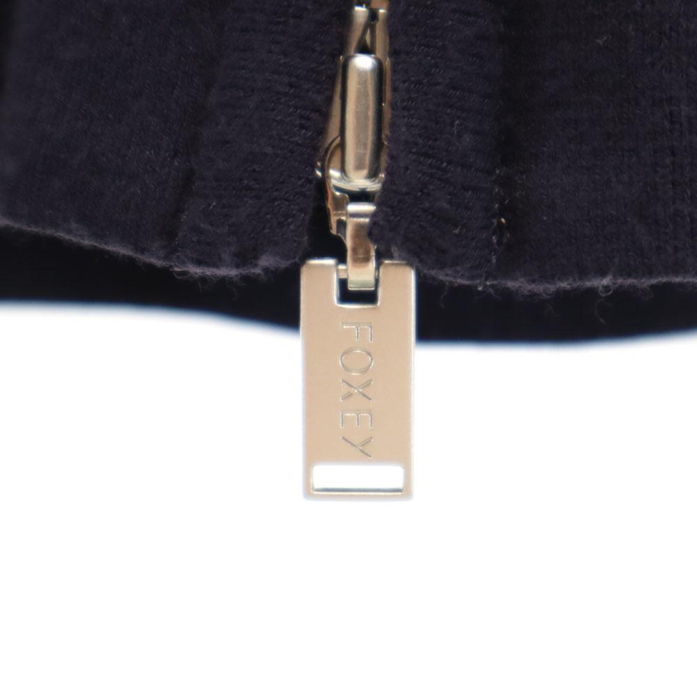 FOXEY Made In Japan Long Sleeve Zip Up Cardigan 38 Dark Blue Women Used