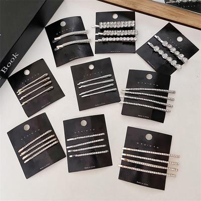 Bling Crystal Hair Clips Set Rhinestone Flowers Side Pins Sweet Elegant Bobby Pins Hairpin Women Hair Accessories