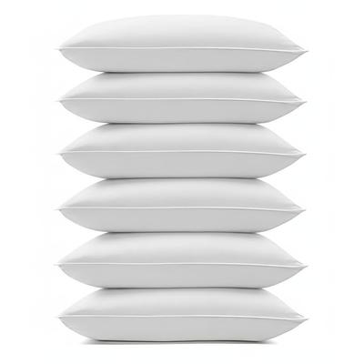 Microfiber Pillow | Set of 6 | Basic Size 41 X 61 CM | Pack of 6 (6, White, King (U.K. Standard))
