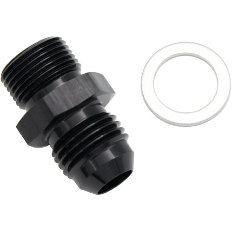 Aluminum 6AN Male Flare to 9/16-24 Male Carb Carburetor Fuel Inlet Fitting Adapter Black