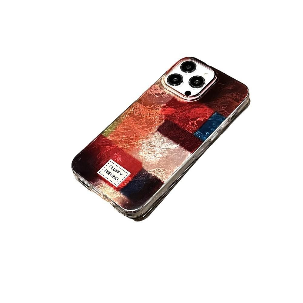 New Color blocked Furry Lanyard Mobile Phone Case Suitable for Apple 16promax Swirl Iphone15 Protective Case for Women 13