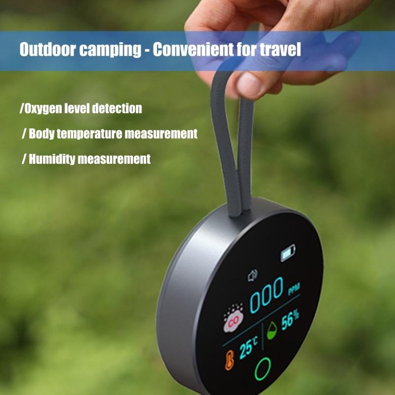 Leicht zu tragender Kohlenmonoxid-Alarm mit Digitalanzeige Kleine kreisförmige Gasmelder für Küche, Outdoor-Reisen, Sicherheit