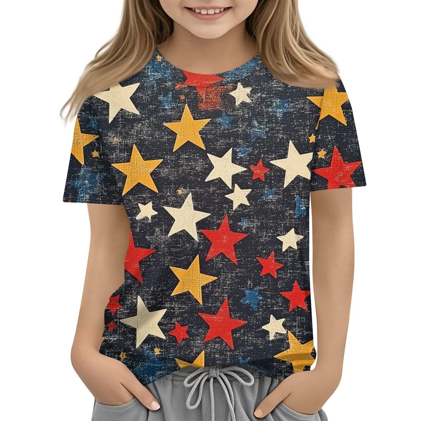 

Детская модная повседневная футболка с коротким рукавом и принтом «День независимости» с круглым вырезом 160 оранжевый