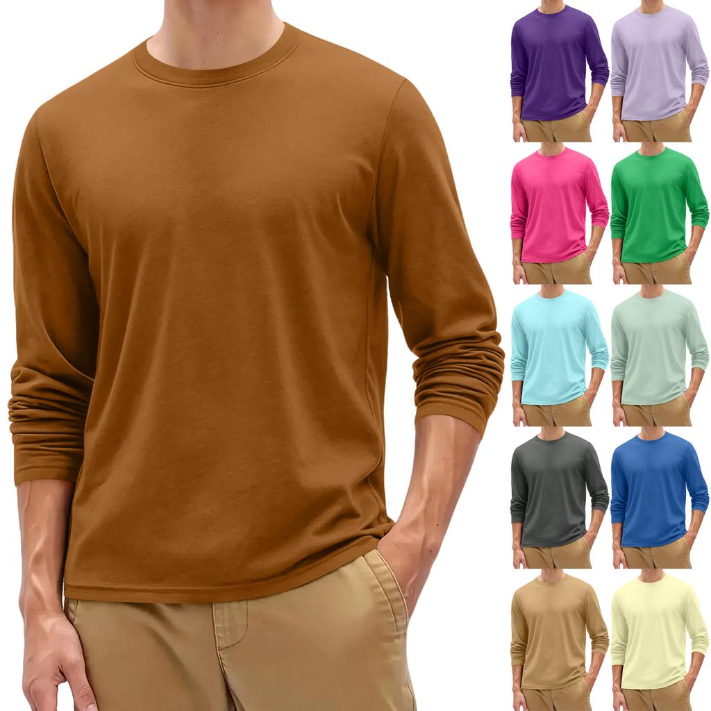 Pánské základní tričko s kulatým výstřihem a dlouhým rukávem