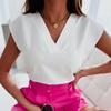 V Neck Blouse Casual Women Fashion Summer Short Sleeve Office Tops Mujer 2023 Ladies Elegant Simple Shirts Woman Clothing 25684