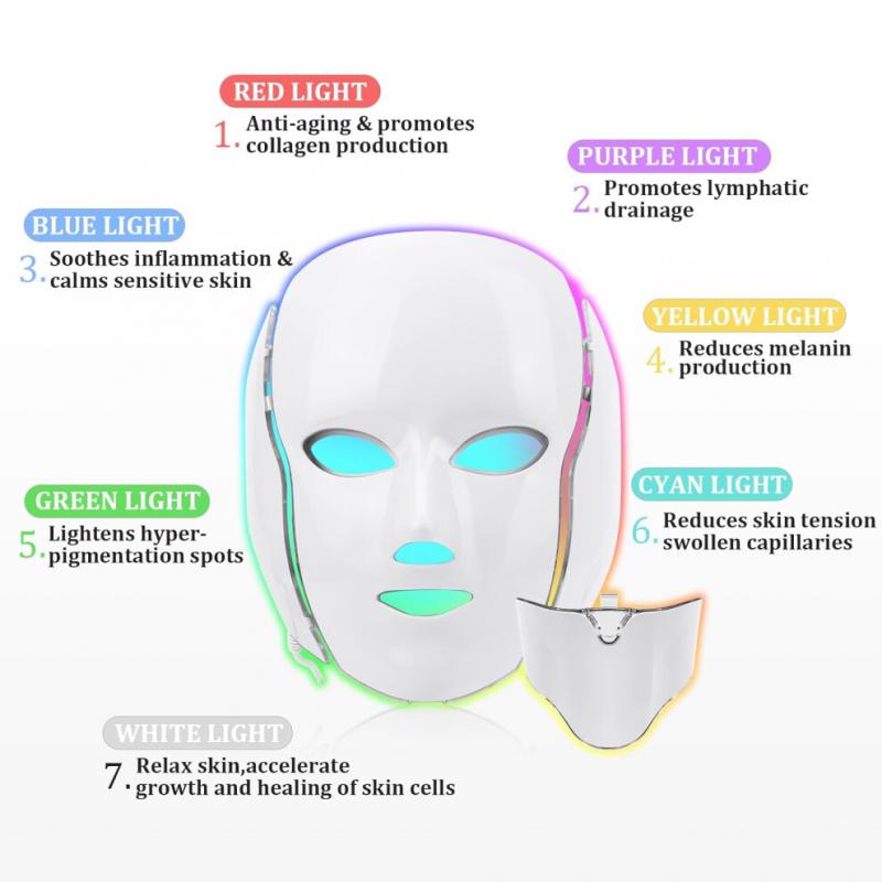 LED Face Màsk, 7 Color LED Face Màsk Light Theràpy, Skin Care Màsk for Face and Neck both beauty salons and home use