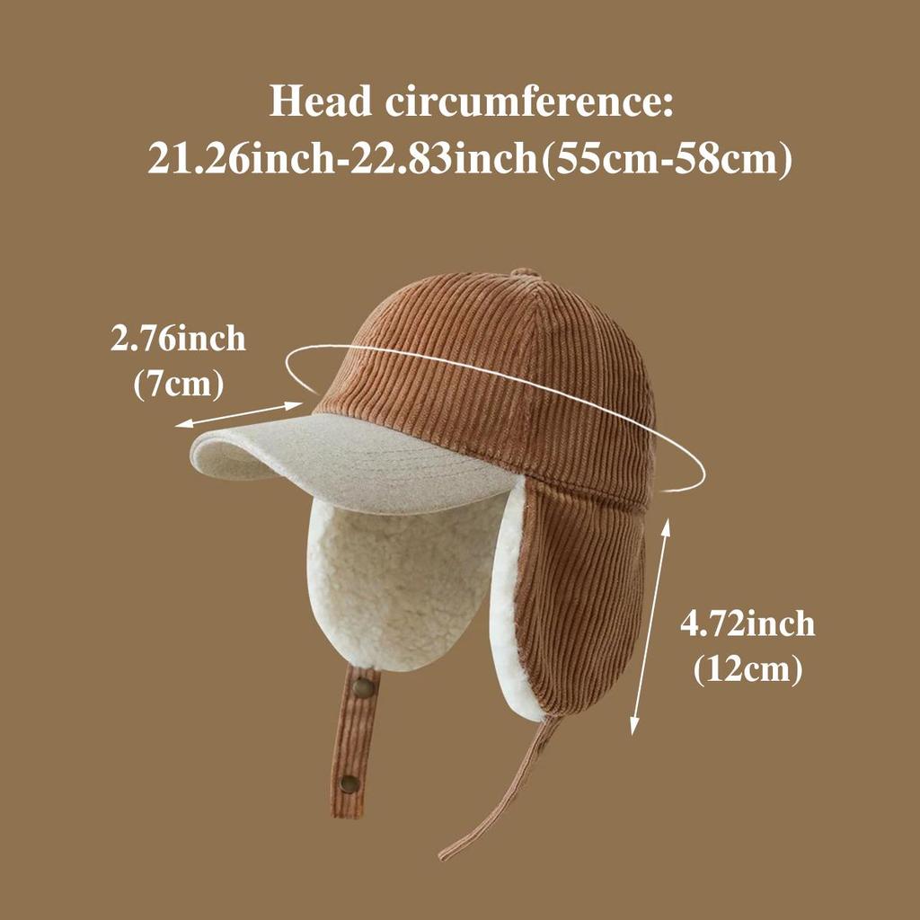 Autumn Winter Fleece Lamb Wool Baseball Cap for Women, Outdoor Warm Fleece Hat, Windproof Earflap Thermal Baseball Cap Unisex