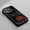 Red Spider Lily Japan Art Fashion Design Phone Case For iPhone 16 15 14 13 12 11 Plus Pro Max Lambskin Silicone Cover Black