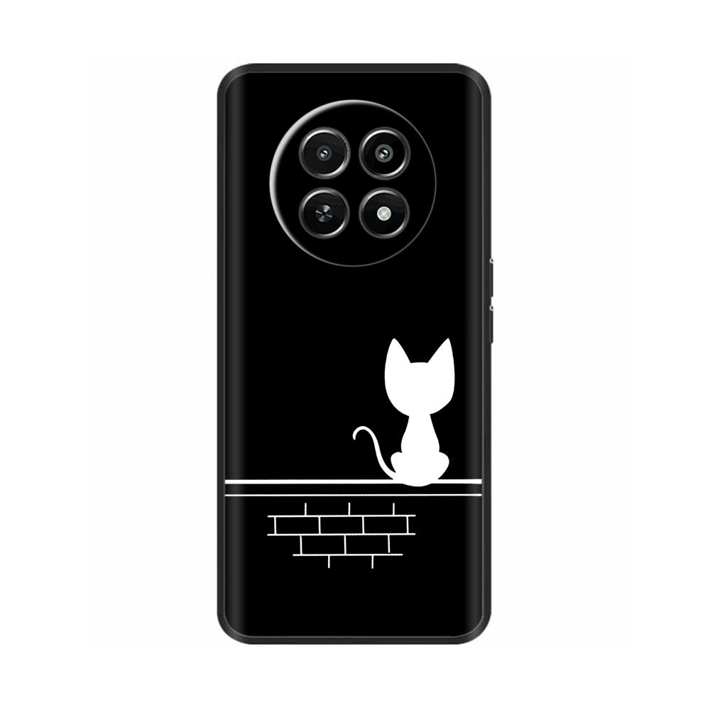 Für Realme 12 5G 12X Handyhülle Cover Blumen Aufdruck Weiches Schwarzes TPU Fundas Für Realme12 12 X Bumper Schale Para Coque Etui Capas