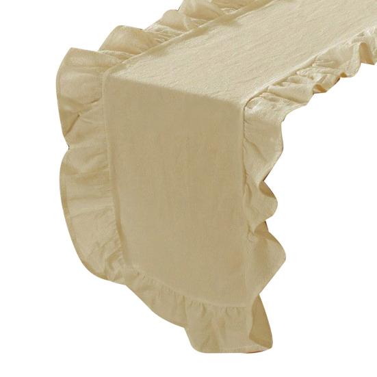 Ruffled Table Runner Scalloped Edge Rustic Table Runner Washable Farmhouse Style Table Runner for Dining Table Wedding Bride Shower Party Decoration