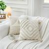 Bohemian Flocked Embossed Tassel Woven Lumbar Pillow Cover