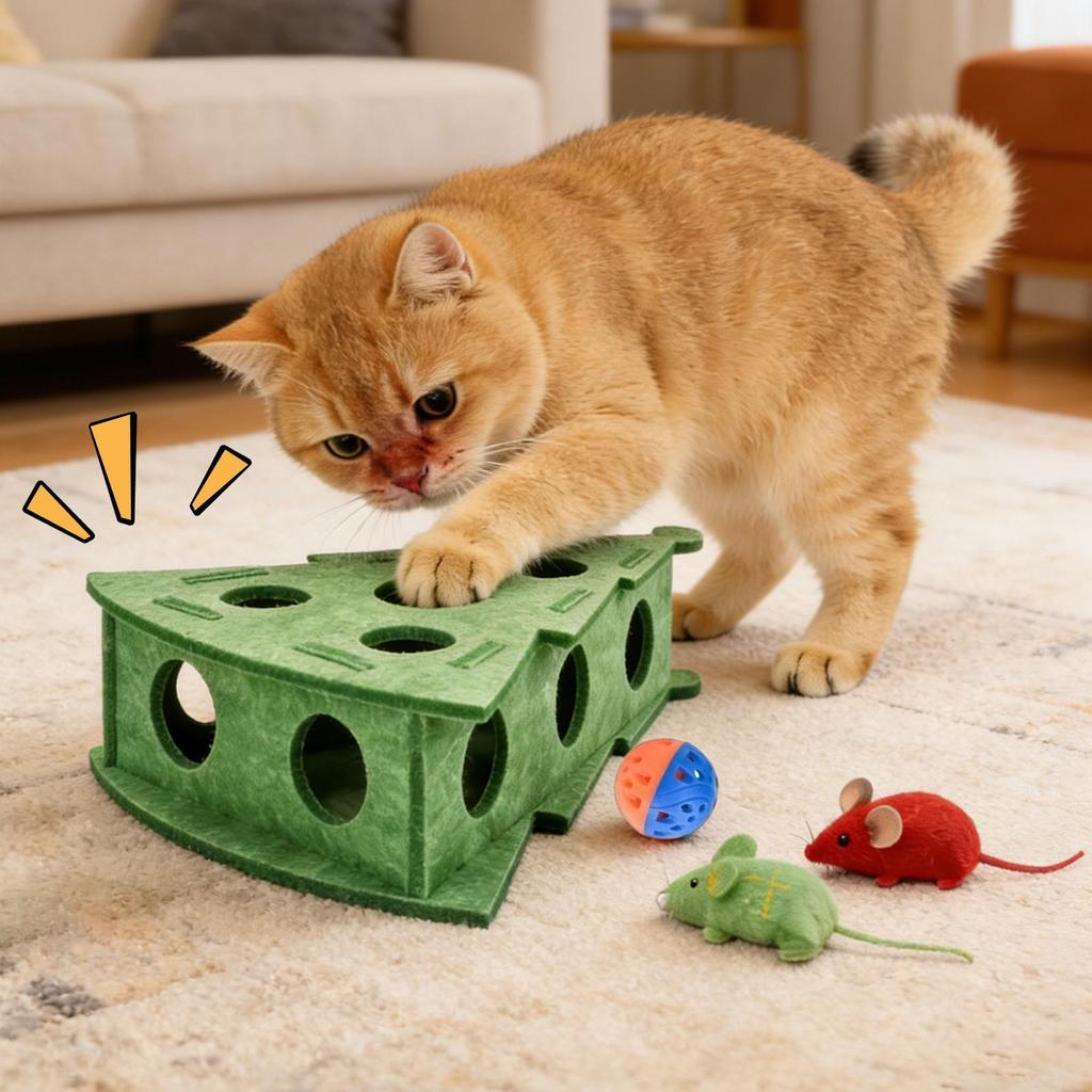 Cat Nail File Toy With Bell Balls Fun Scratching Interactive Felt Pet Supplies Cat Scratch Puzzle Box For Play Training Hunting