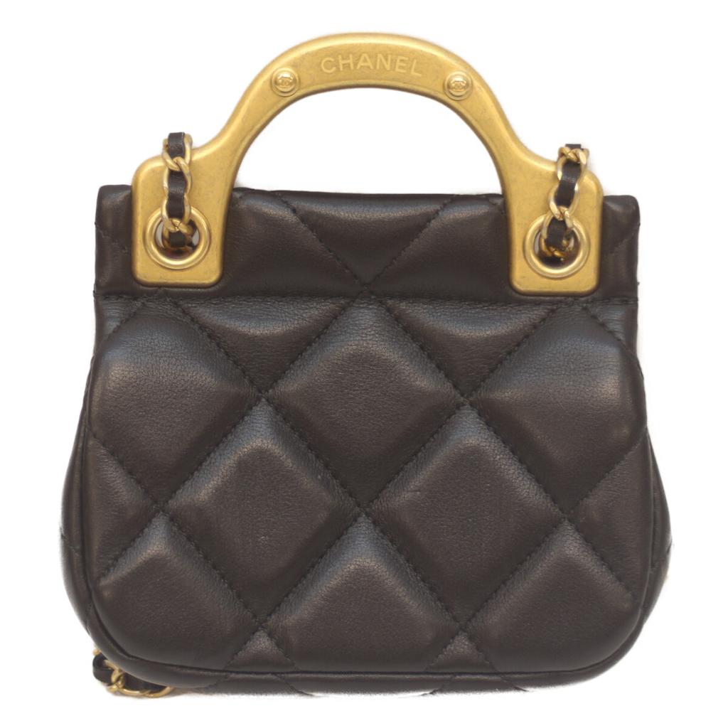 CHANEL AP2271 #31 Black Ram Mini Chain Clutch Chain Shoulder Shoulder bag blackUsed