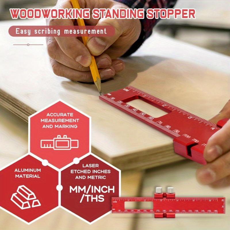 3pcs/set T-Ruler - Ergonomic Aluminum Pocket Square with Metric/Inch Measurements and Slide Stops Precision Woodworking