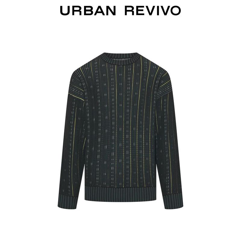 UR Men's 2025 Spring Color Block Round Neck Knit Sweater