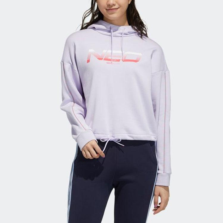 Adidas Neo Letter Print Training Hoodie Women Tops Light-Purple GT3101