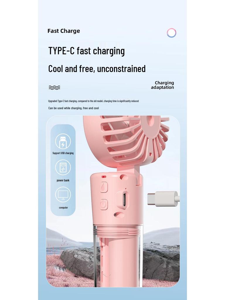 Tragbarer USB-Wiederaufladbarer Mini-Ventilator & Luftbefeuchter - Ideal für Studentenwohnheime & Schreibtische