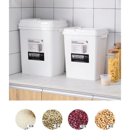 Riuuyyi Rice Storage Container, 20kg/30kg Capacity, with Measuring Cup and Lid, Washable, Insect-Resistant, Moisture-Resistant, Airtight, for Rice, Be